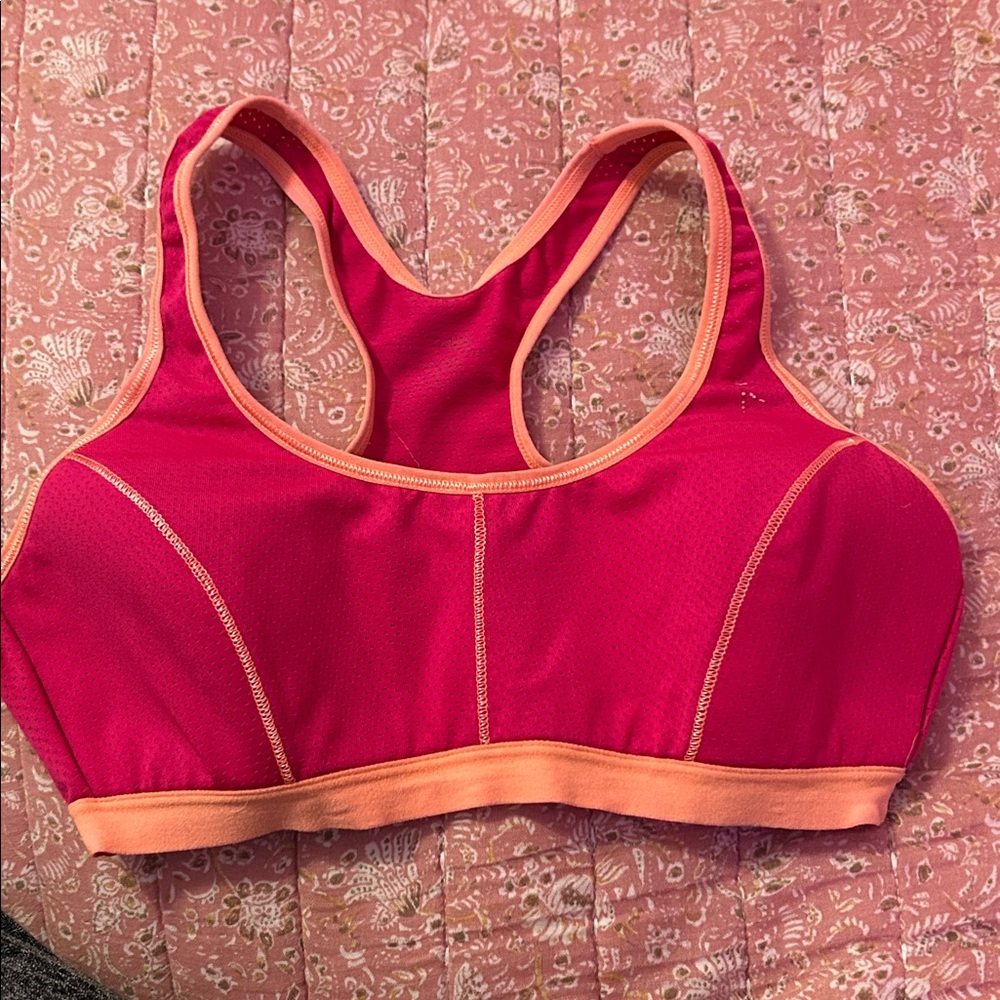 Women's Pink and Orange Sports Bra
